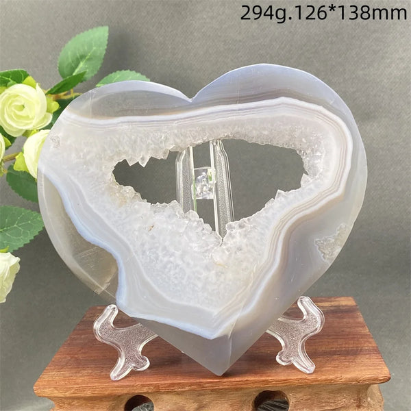 Grey Agate Crystal Heart-ToShay.org