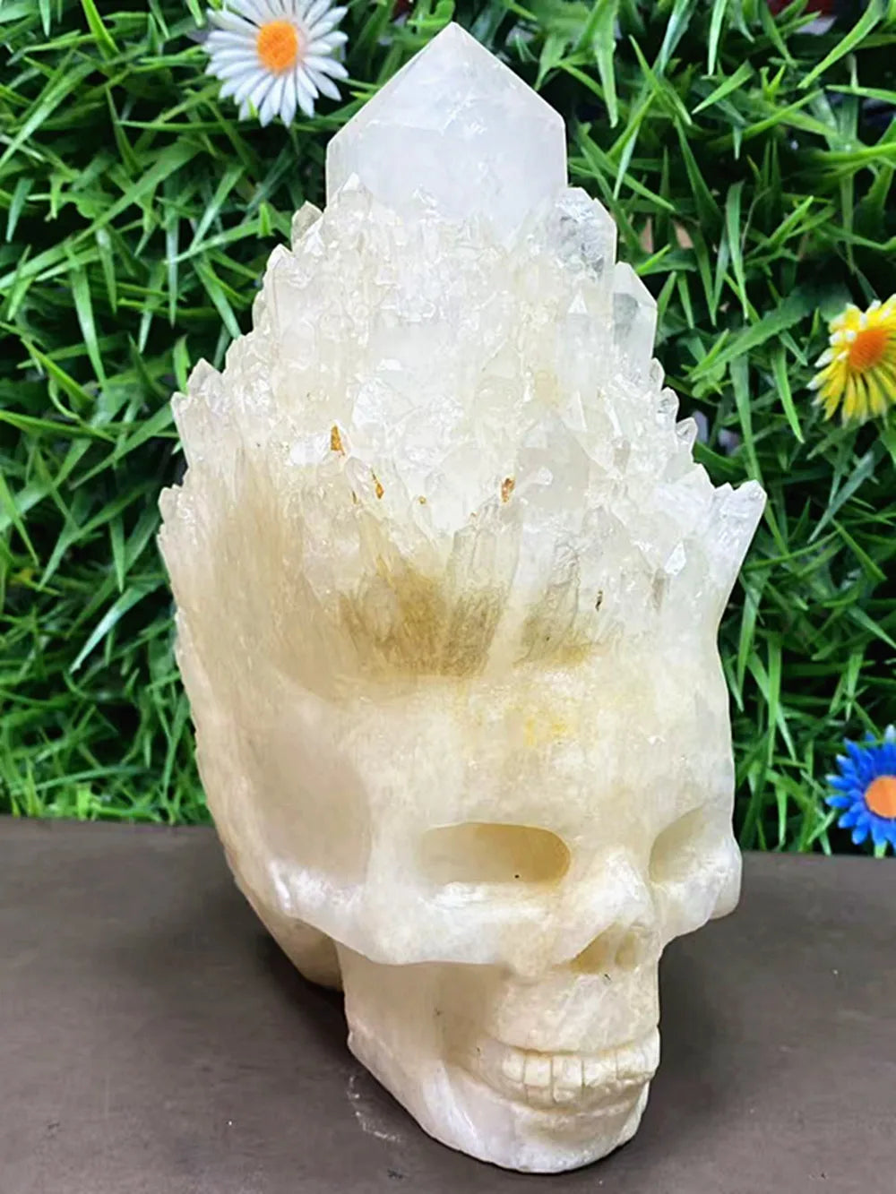 Natural quartz crystal white crystal crystal cluster hand-carved skull for home decoration as a piece of furniture-ToShay.org