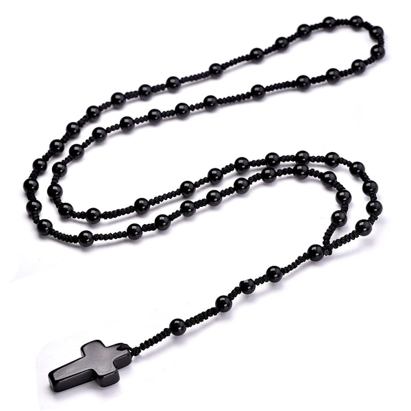 Black Agate Rosary Beads-ToShay.org