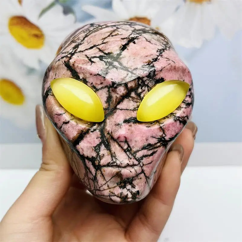 Pink Agate Alien Skull-ToShay.org
