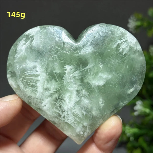 Green Feather Fluorite Heart-ToShay.org