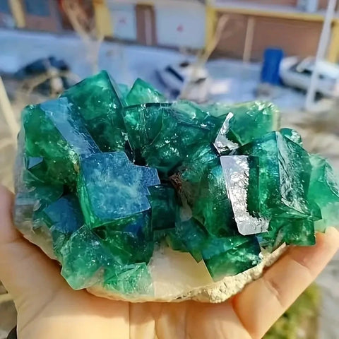 Green Fluorite Crystal Cluster-ToShay.org