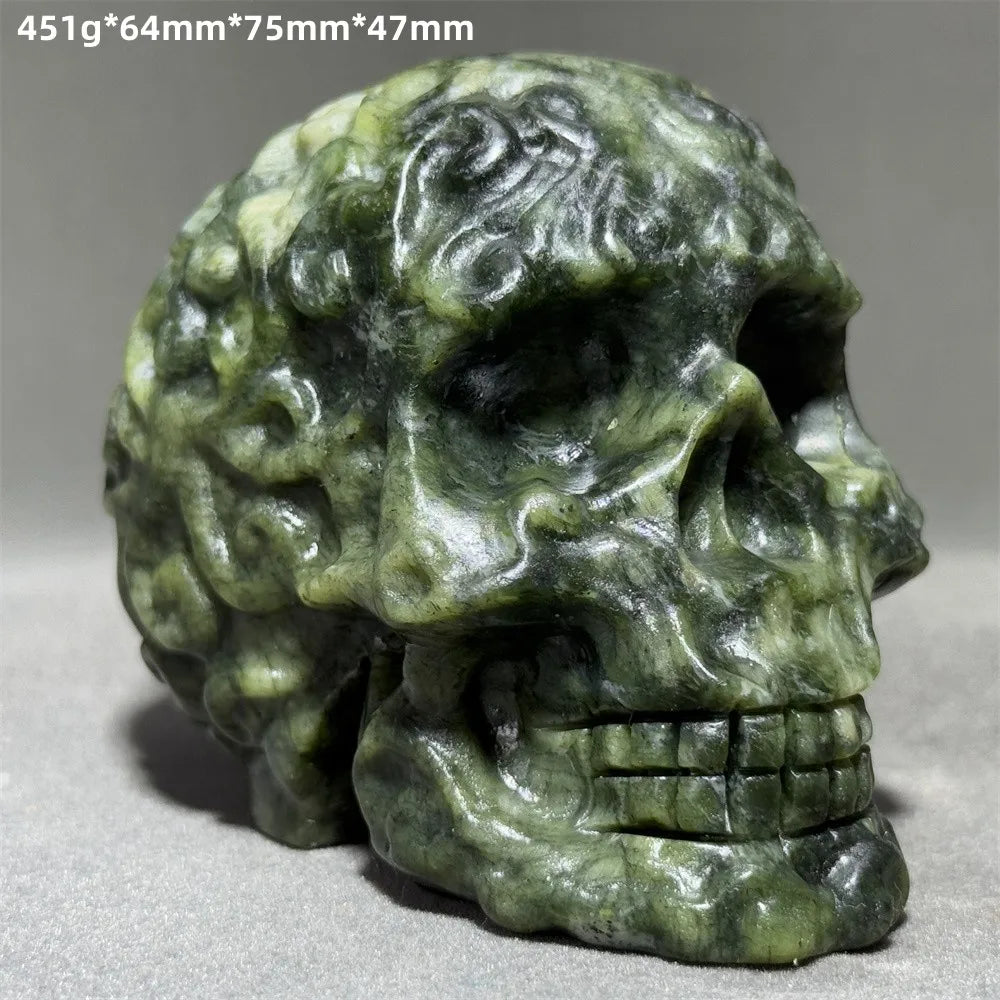 Green Jade Carved Skull-ToShay.org