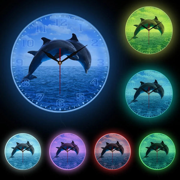 Jumping Dolphins Wall Clock-ToShay.org