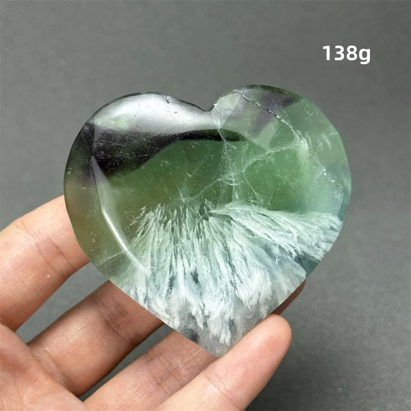 Green Feather Fluorite Heart-ToShay.org