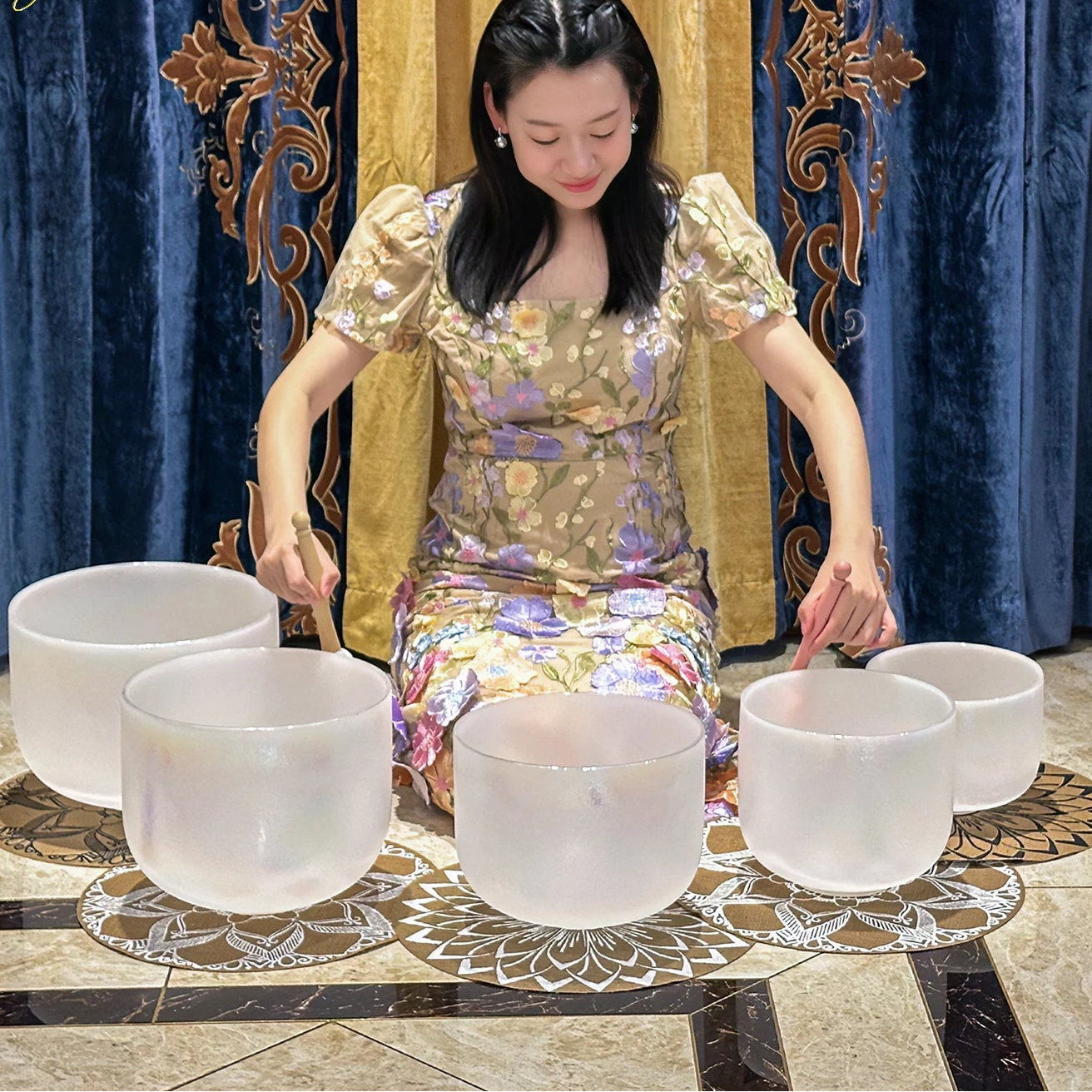 Crystal Soul Exclusive Design Harmony Moonstone Crystal Singing Bowl Set-ToShay.org