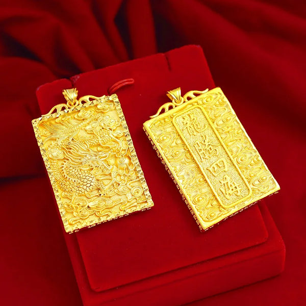 Gold Dragon Plaque Pendant-ToShay.org