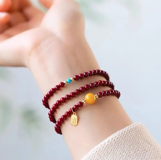 Red Cinnabar Wrap Bracelet-ToShay.org
