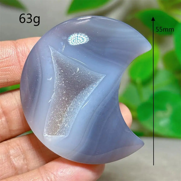 Grey Agate Silk Druzy Moon-ToShay.org