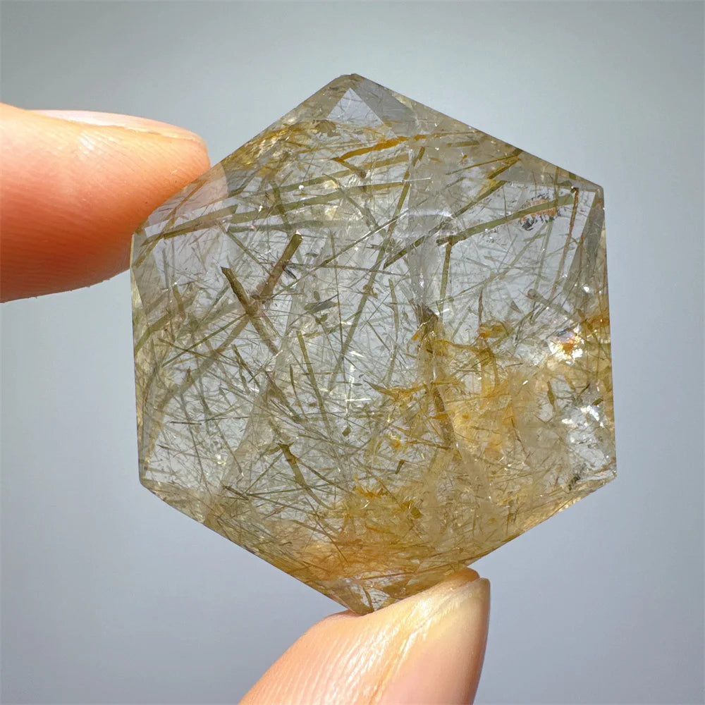 Green Tourmaline Rutile Hexagon-ToShay.org
