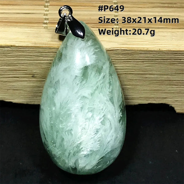Green Feather Fluorite Pendant-ToShay.org