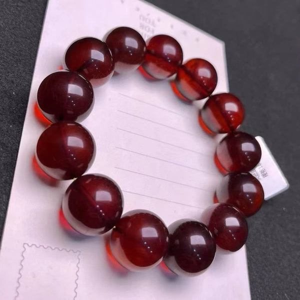 Red Amber Bead Bracelet-ToShay.org