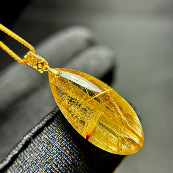 Gold Rutilated Quartz Pendant-ToShay.org
