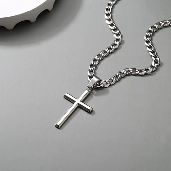Silver Cross Pendant Necklace-ToShay.org