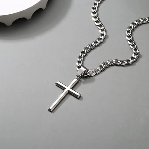 Silver Cross Pendant Necklace-ToShay.org