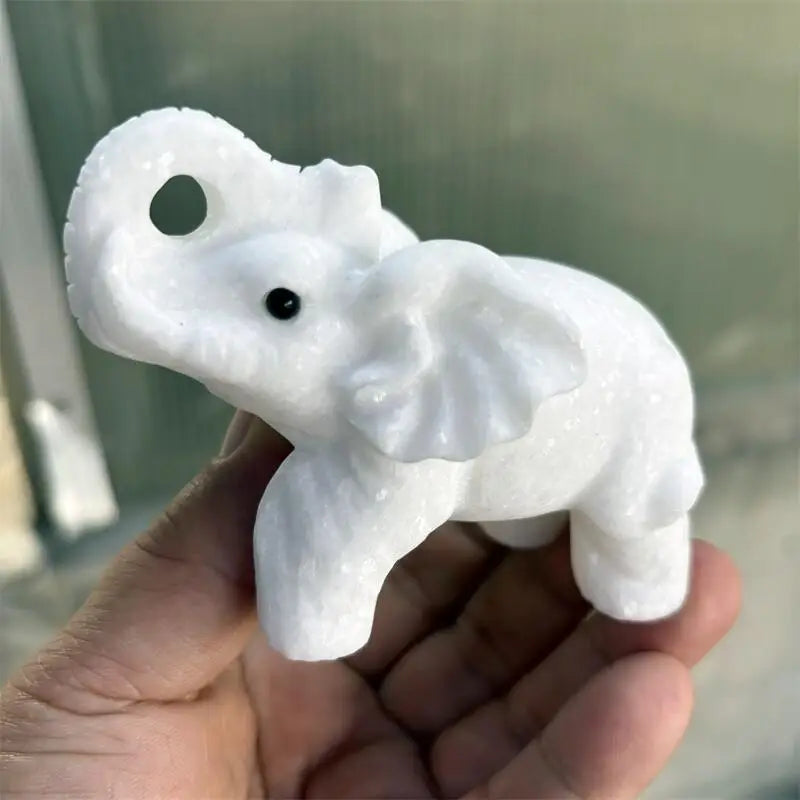 White Marble Jade Elephant-ToShay.org