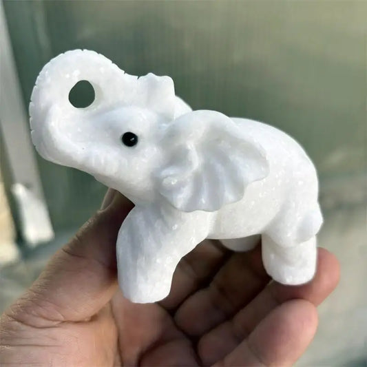 White Marble Jade Elephant-ToShay.org