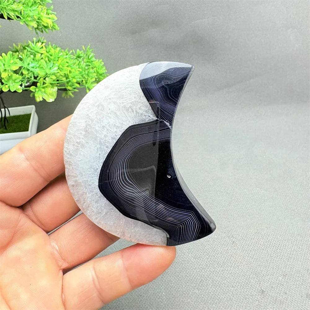 Black Agate Crescent Moon-ToShay.org