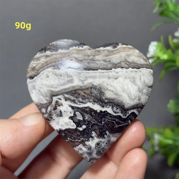 Black Yellow Stripe Calcite Heart-ToShay.org