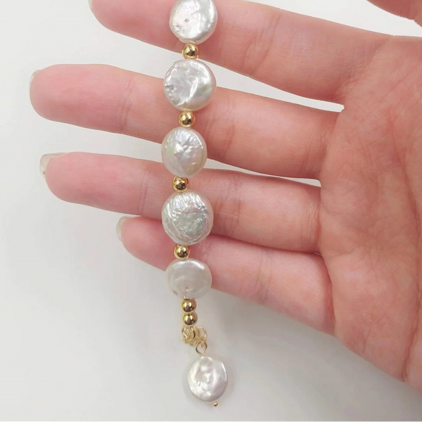 White Pearl Chain Bracelet-ToShay.org