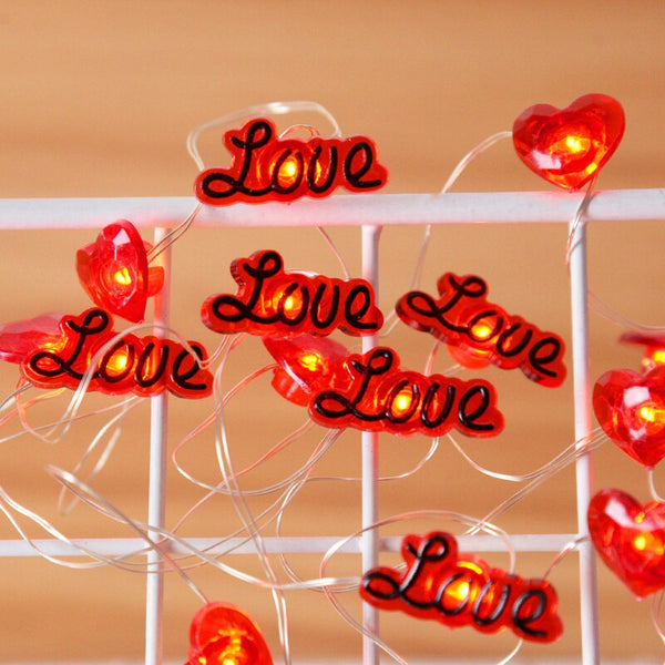 Red Love Heart String Lights-ToShay.org