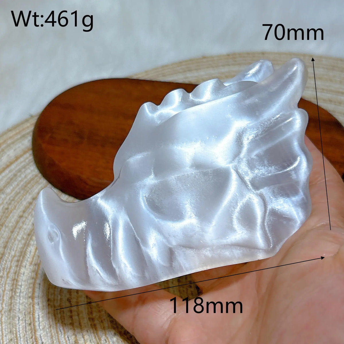 White Selenite Dragon Head-ToShay.org