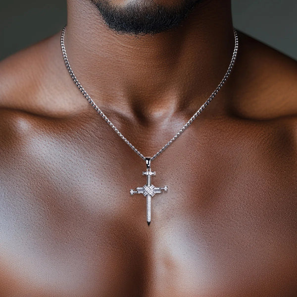 Silver Crystal Cross Pendant-ToShay.org