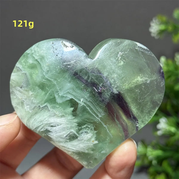 Green Feather Fluorite Heart-ToShay.org