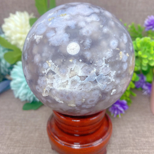 Grey Flower Agate Ball-ToShay.org