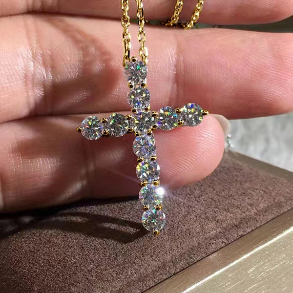 Silver Diamond Cross Pendant-ToShay.org