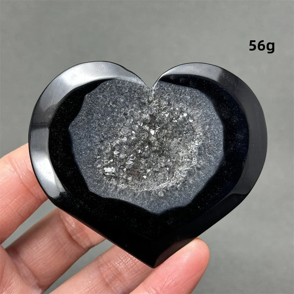 Black Agate Geode Heart-ToShay.org