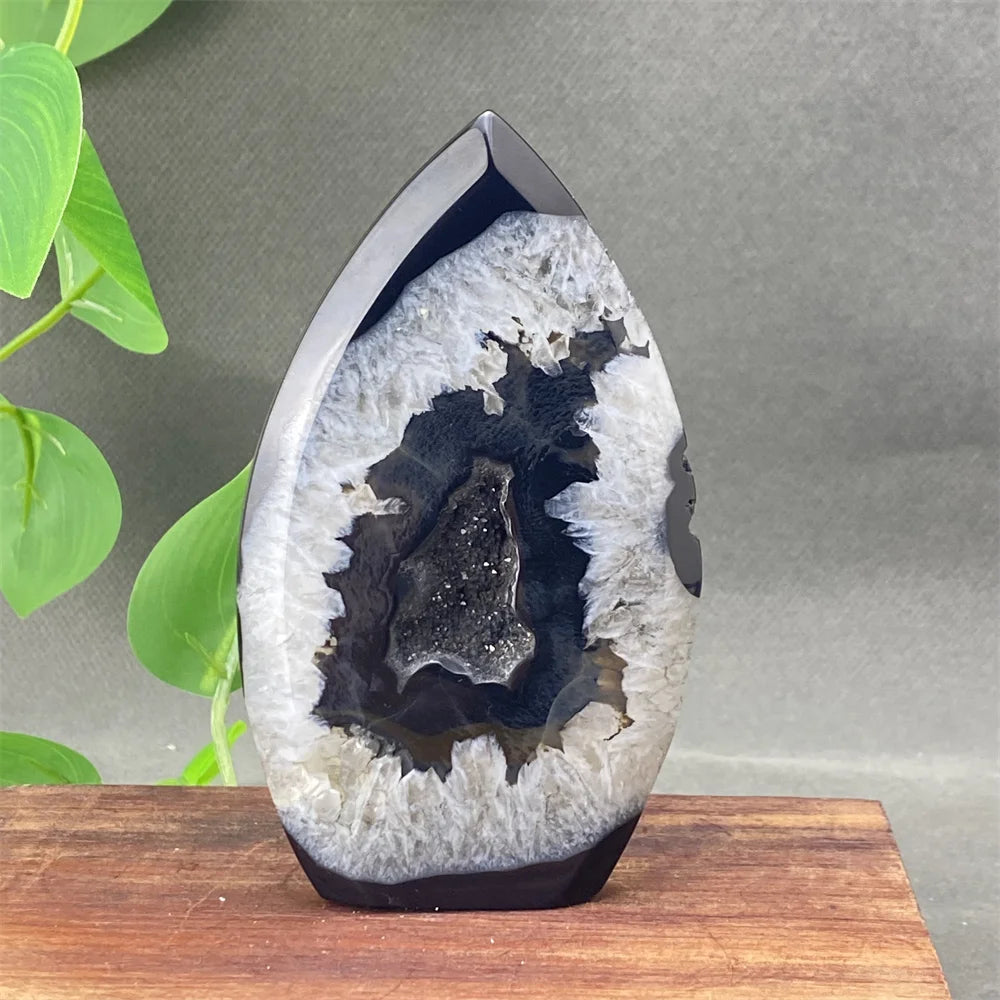 Black Agate Geode Flame-ToShay.org