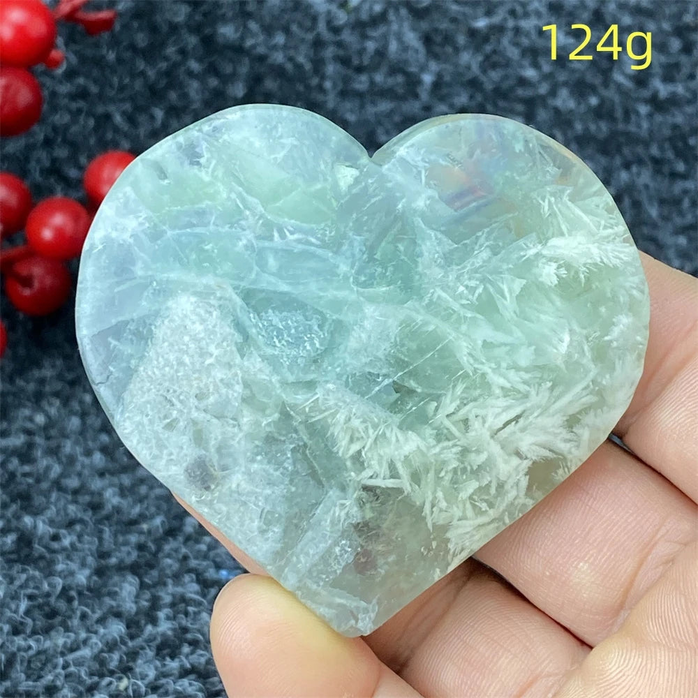 Green Feather Fluorite Heart-ToShay.org