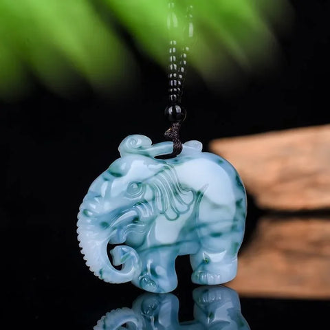 Blue Jade Elephant Pendant-ToShay.org