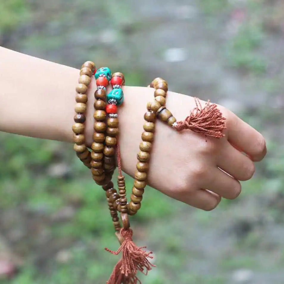 Green Yak Bone Bead Mala-ToShay.org