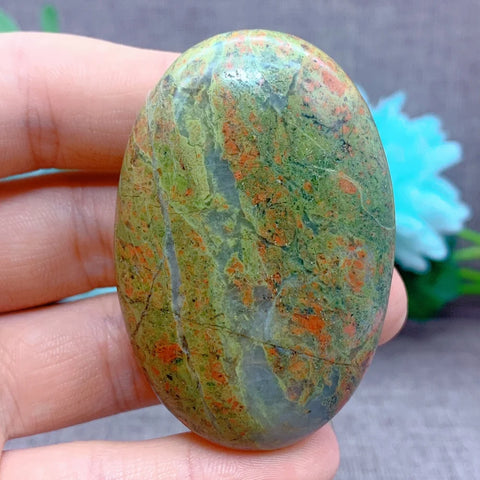 Green Unakite Palm Stone-ToShay.org
