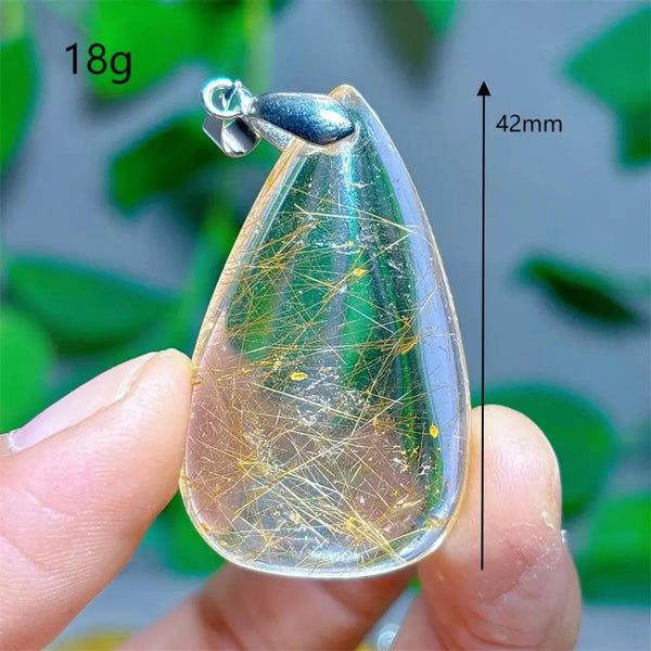 Gold Rutilated Quartz Pendant-ToShay.org