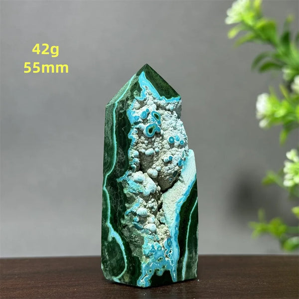 Blue Chrysocolla Malachite Point-ToShay.org