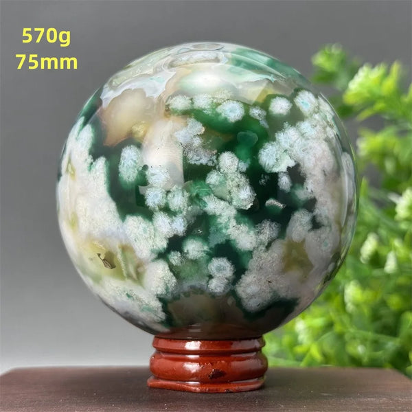 Green Cherry Blossom Agate Ball-ToShay.org