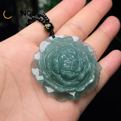 Green Jadeite Flower Pendant-ToShay.org