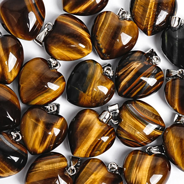 Yellow Tiger Eye Heart Pendants-ToShay.org