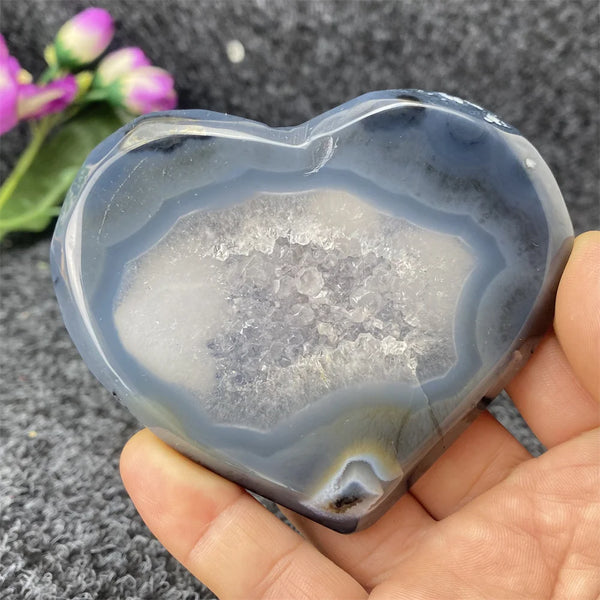 Grey Agate Geode Heart-ToShay.org