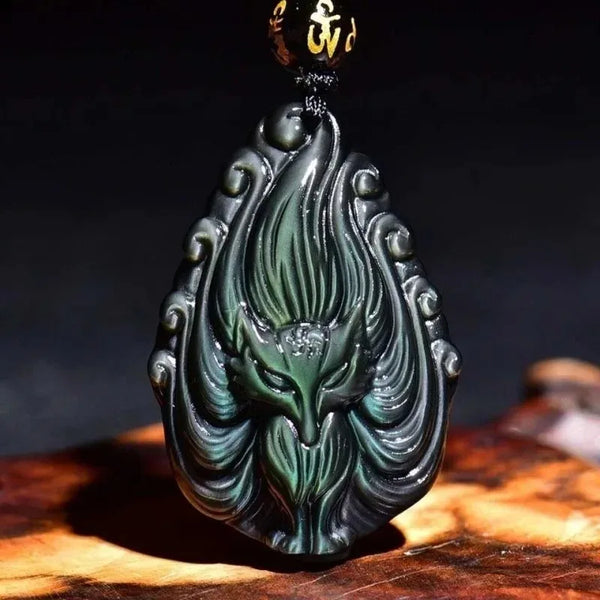 Rainbow Obsidian Fox Pendant-ToShay.org