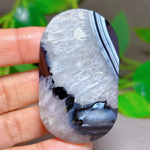 Black Silk Agate Palm Stone-ToShay.org