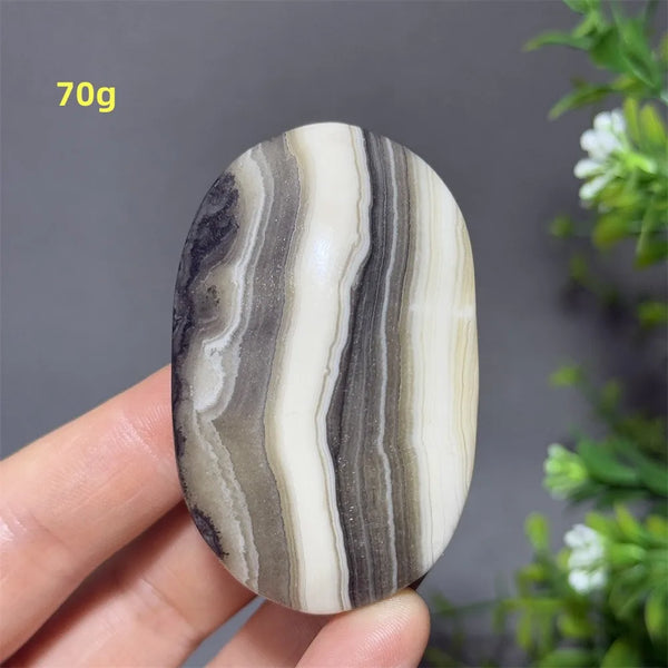 Grey Striped Calcite Palm Stone-ToShay.org