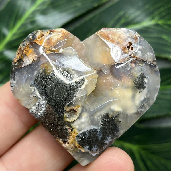 Yellow Chalcopyrite Agate Heart-ToShay.org