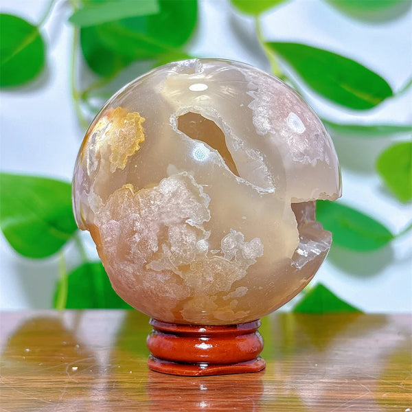 Pink Flower Agate Ball-ToShay.org