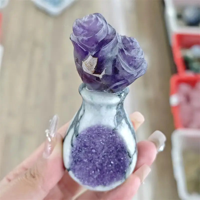 Purple Amethyst Flower Vase-ToShay.org