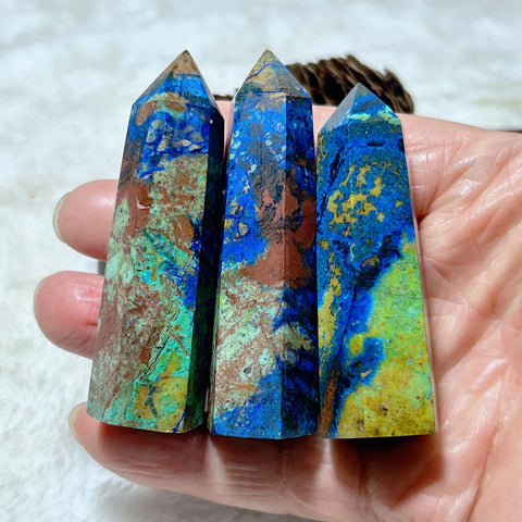 Blue Azurite Chrysocolla Point-ToShay.org