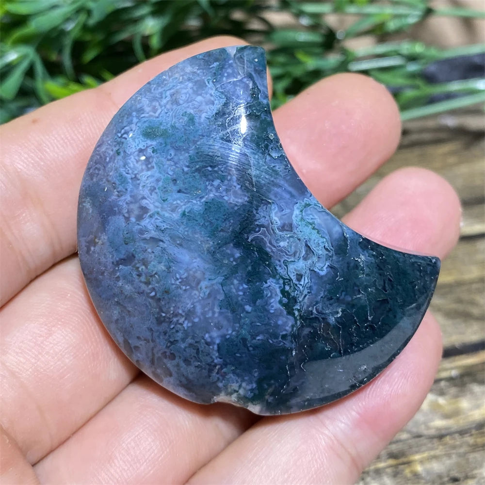 Green Moss Agate Moon-ToShay.org